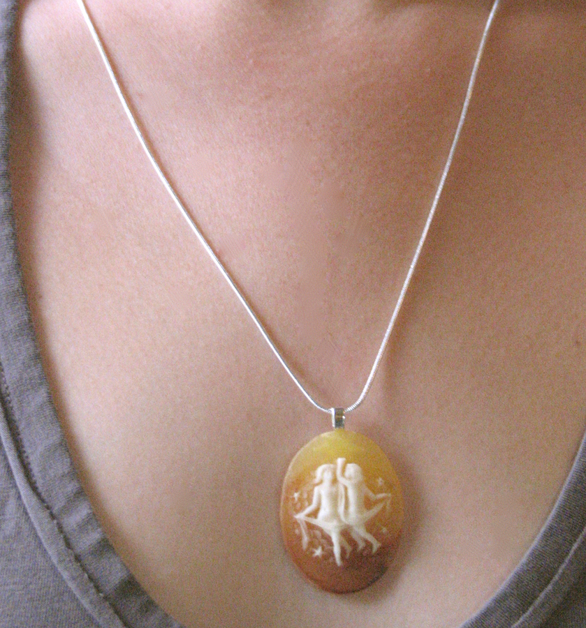 Vintage Burnt Sienna Resin Pendant for Gemini Vintage Burnt Sienna Resin Pendant for Gemini